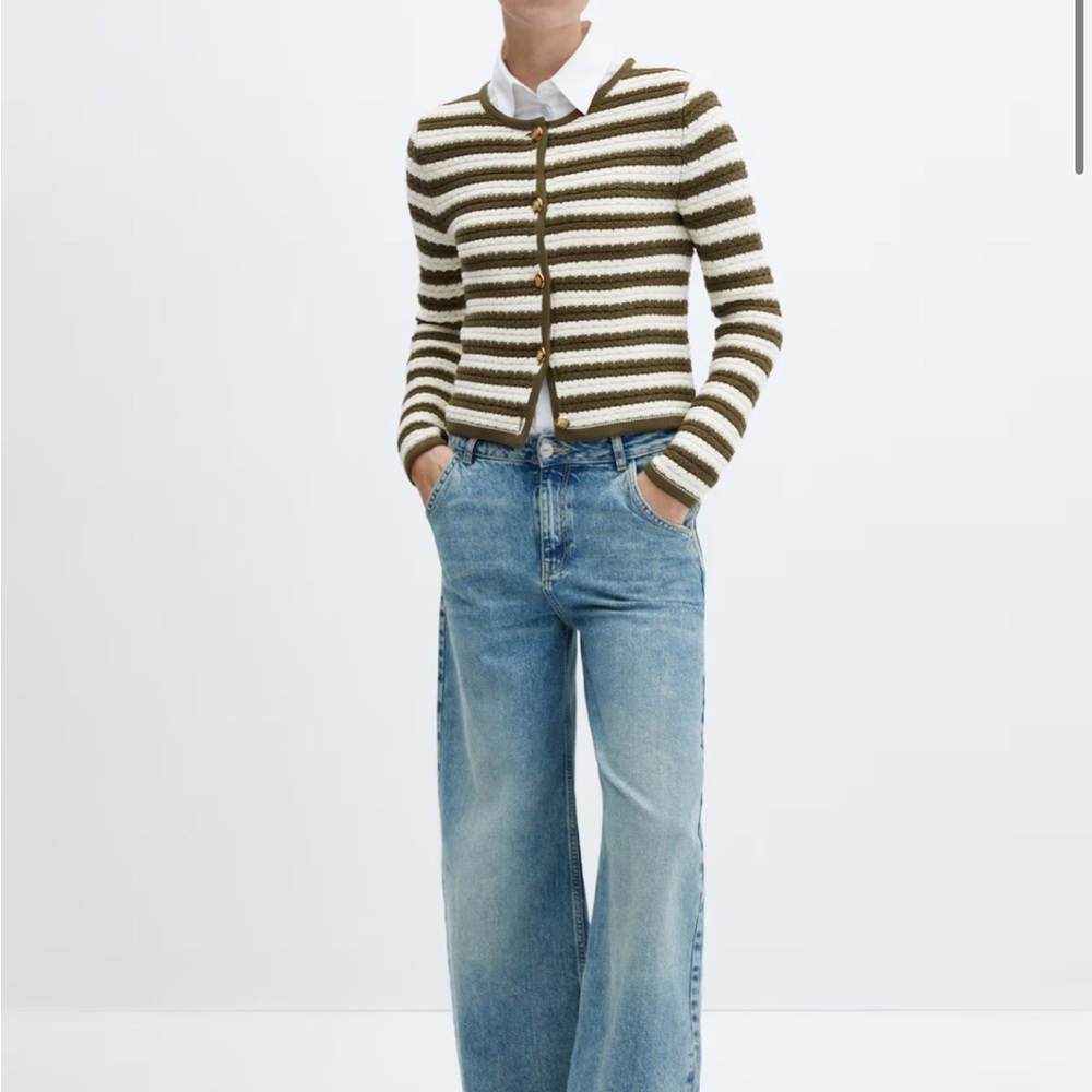 Mango STRIPED CARDIGAN WITH JEWEL BUTTONs - Picture 2 of 9